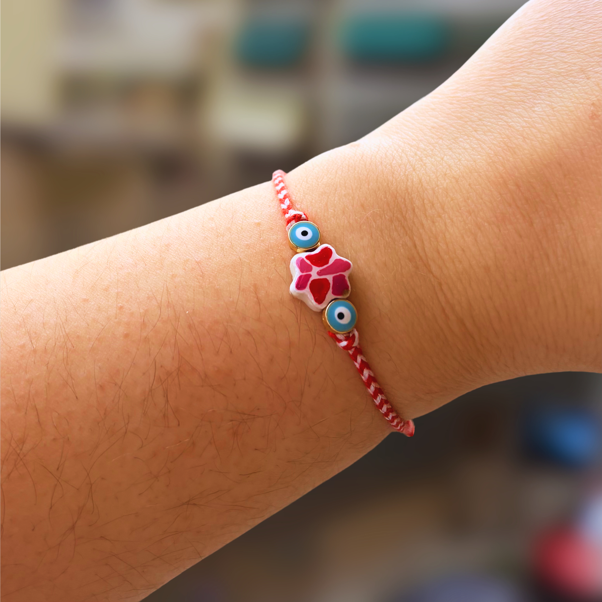 Μαρτάκι - Pink Flower & Evil Eye