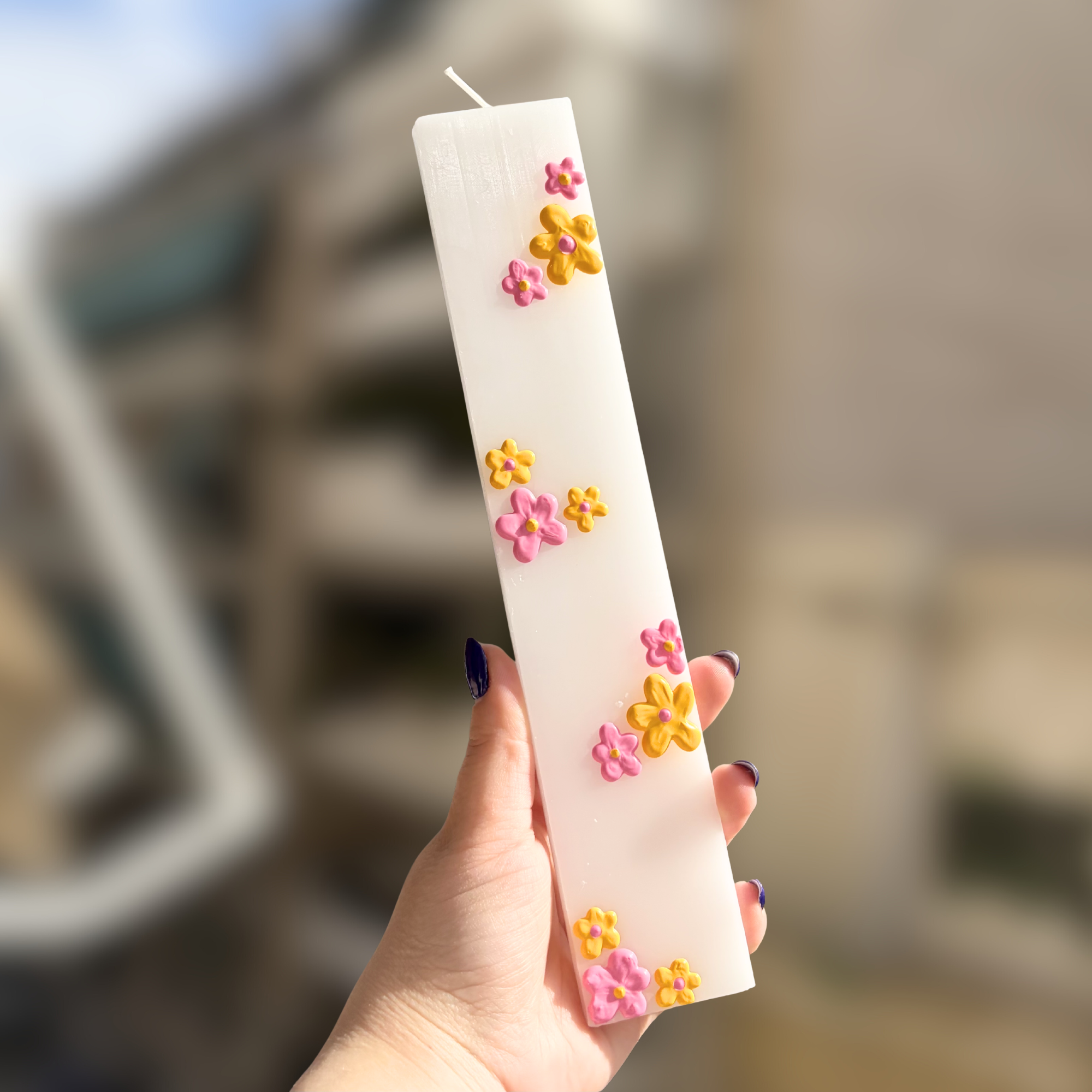 Λαμπάδα - Yellow & Pink Flowers