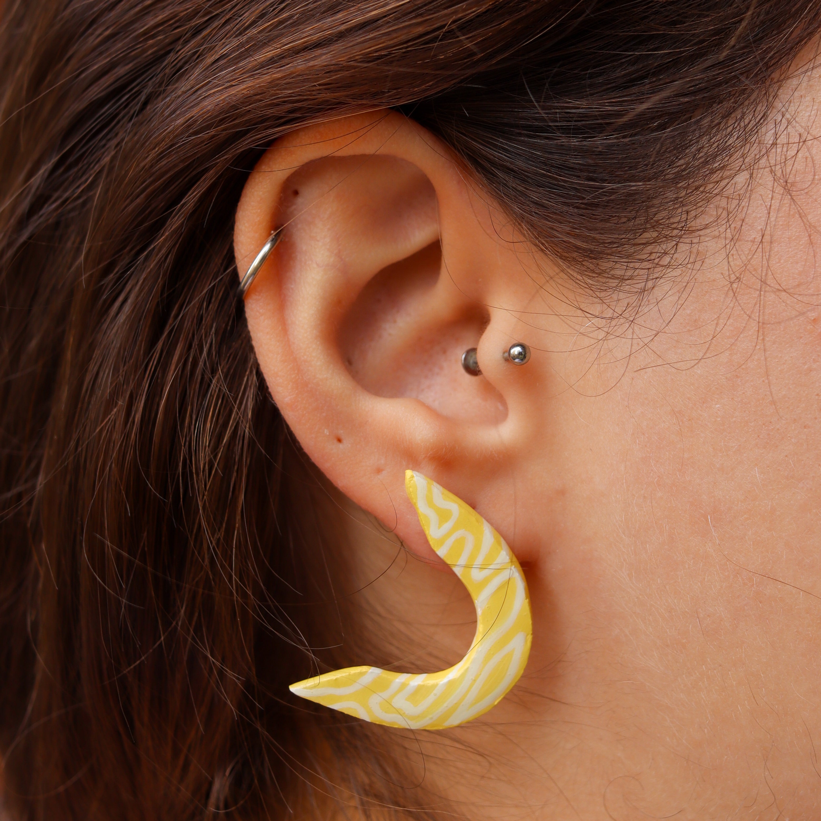 Earrings - Yellow Abstract